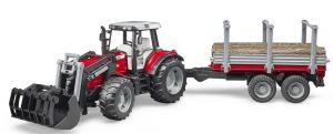 BRU2046 - MASSEY FERGUSON 7480 with loader and wooden trailer