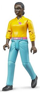 BRU60404 - Black woman with yellow shirt and turquoise trousers
