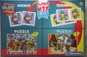 CLE08207 - Game 4 in 1 Memo, Domino and puzzles 2x30 Pieces MIKE THE KNIGHT