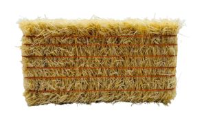 CW0297 - Square straw bale with orange string - 7.2 x 3.9 x 2.8 cm