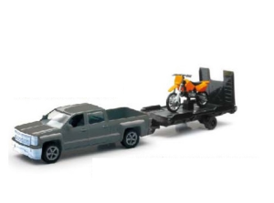 NEW19815B - Pick up CHEVROLET Silverado 1500HD with trailer and motocross orange
