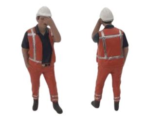 ADF32143 - Worksite character holding his head