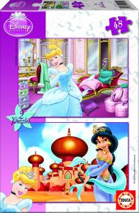 EDU15292 - 2 DISNEY Princess 48 Pieces Puzzles - Cinderella and Jasmine