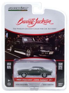 GREEN37220-B - CHEVROLET Copo Camaro ZL1 1969 metallic green Barrett Jackson sold in blister