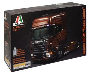 ITA3897 - SCANIA R730 V8 4x2 Show Trucks Black Amber model to mount and paint paint and glue not inclued