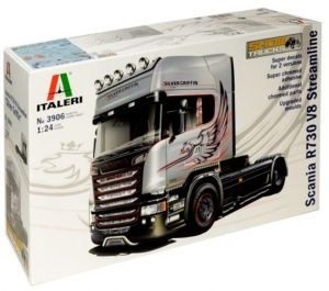 ITA3906 - SCANIA R370 Streamline V8 4x2 Silver Griffin model to assemble and paint glue and paint not included