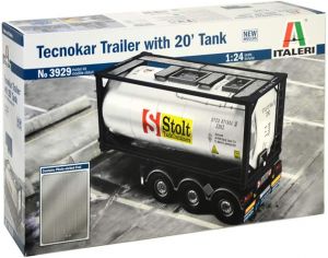ITA3929 - Container trailer with tanker container Stolt model to assemble and paint glue and paint not included