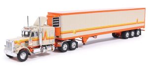 IXO-U64TRTR002M - PETERBILT 359 6x4 1973 with Beige and Orange trailer