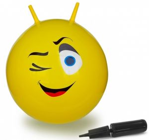 JAM460459 - Bouncing ball Smiley yellow wink with pump