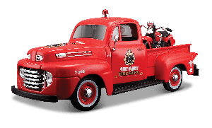 MST32191 - FORD F-1 Pick-up with motorbike HARLEY DAVIDSON 1936 Firefighter