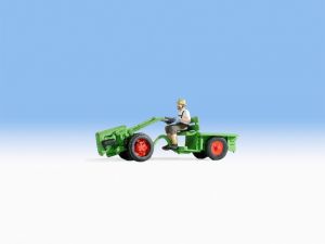 NOC16750 - Green two wheel tractor with trailer and driver