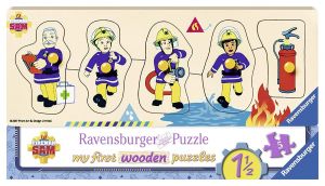 RAV032372 - Wooden puzzle - 5 pieces - SAM the Fireman - Sam and his friends - 24 x 13 cm
