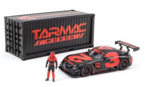 T64-008-4A3R - MERCEDES AMG GT3 #3 2018 with container and figurine, red and black