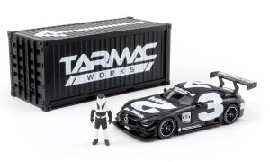 T64-008-4A3W - MERCEDES AMG GT3 #3 2018 with container and figure, black and white