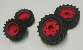 ART04277 - 4 Red Trelleborg Wheels - Front 47x24mm - Rear 62x30mm