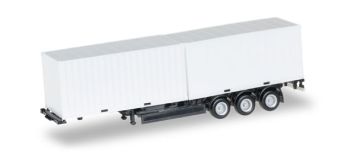 HER076494-002 - 3-axle container trailer with two white 20ft containers