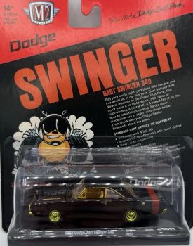 M2M-11228-111-A-DORE - 1969 Dodge Dart Swinger 340, black and gold, still in its original packaging.