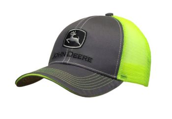 MC13080411CH - John Deere grey and fluorescent yellow cap with mesh back