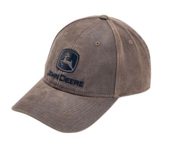 MC13080879BW - Brown John Deere waxed canvas-look cap