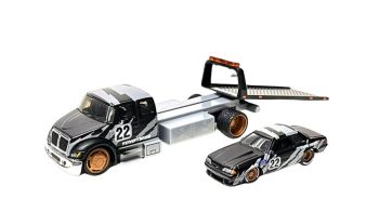 MST15055MJBKS - INTERNATIONAL Durastar Flatbed 1988 with FORD Mustang LX #22 - TOYO TIRES under blister