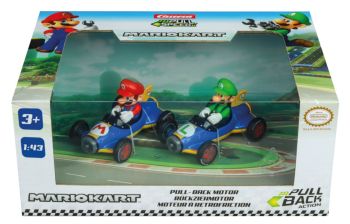 CARRERA15813018 - 2 MARIO KART friction-powered go-karts with drivers - Mario and Luigi