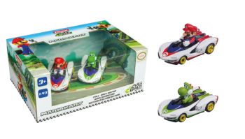CARRERA15813022 - 2 MARIO KART friction-powered cars with drivers - Mario and Yoshi