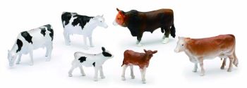 NEW05593E - Set of 3 standing cows, 2 calves and 1 bull