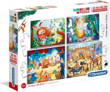 CLE21406 - 4 Jigsaw Puzzles 20-60-100-180 pieces - In Medieval Times