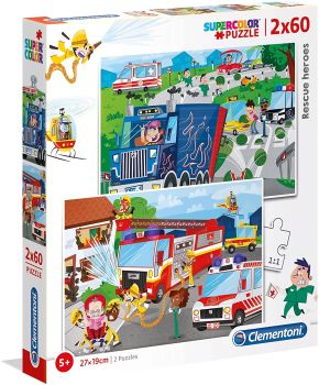 CLE21602 - Puzzle 2x60 Pieces Emergency Vehicles