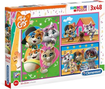 CLE25239 - Puzzle 3x48 Pieces 44 cats