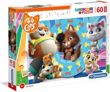 CLE26441 - Maxi Puzzle 60 Pieces 44 CATS - 62x42 cm