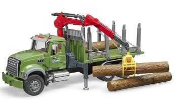BRU2824 - MACK Granite wood transport truck with crane and logs