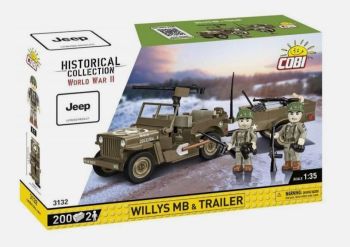 COB3132 - Jeep Willys MB Military Vehicle with Trailer - 200 Pieces