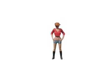 ATLAN32023_ROUGE - Woman standing with red hat and sunglasses