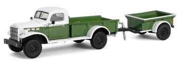 GREEN32320-A - DODGE Power Wagon 1950 with Green and White Trailer from the HITCH & TOW series in blister pack