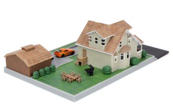 JAD33668 - Diorama House of DOM with DODGE CHARGER and TOYOTA SUPRA FAST AND FURIOUS