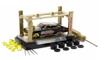 M2M-37000-67-C-DORE - 1966 Dodge Charger Gasser Black and Gold Model Kit in blister pack