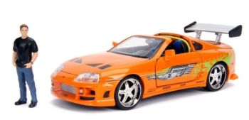 JAD30738 - Orange 1995 Toyota Supra with FAST & FURIOUS Figure