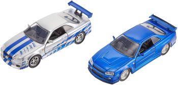 JAD31980 - Pack 2 NISSAN GTR R34 blue and gray Fast and Furious