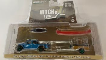 GREEN32240-CVERT - JEEP Gladiator Texas 2021 with trailer and canoes from the HITCH & TW series in blister pack