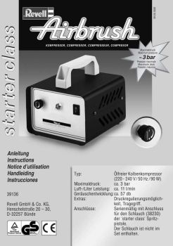 REV39136 - Airbrush Starter Class Airbrush Compressor