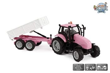 KID510241 - Pink tractor with trailer