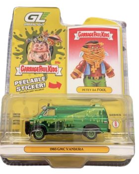 GREEN54120-A-VERT - Green 1983 GMC Vandura - Petey Da Fool from the Garbage Pail Kids series, still in its original packaging