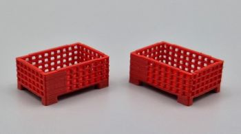 MSM5471/06 - 2 Half-height wire mesh pallet boxes, red - L.24 x W.16 x H.10.3 mm