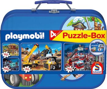 SCM55599 - 4 PLAYMOBIL Box Puzzles 60 and 100 Pieces blue