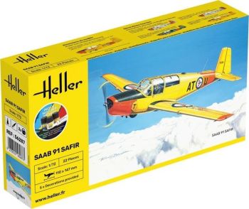 HEL56287 - Starter kit with paint and accessories - SAAB 91 Safir to assemble