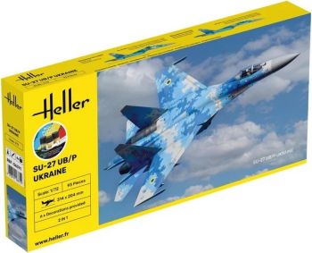 HEL56371 - Starter kit with paint and accessories - SU-27 UB/P Ukraine fighter jet to assemble