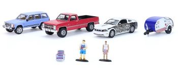 GREEN58058 - Barbecue diorama with 3 cars, trailer, and accessories