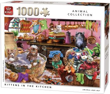 KING55847 - 1000 Piece Puzzle Kittens in the kitchen