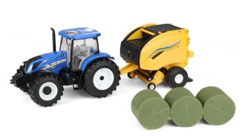 ERT61029 - NEW HOLLAND T6.175 with 561 round baler and 3 bales